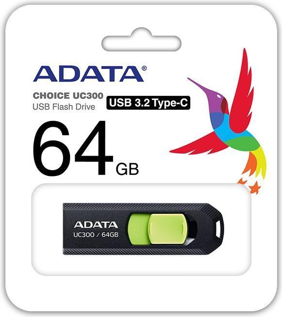 Image du produit Adata USB 64GB UC300 bkgn 3.2 Interface USB Type C USB 3.2 Gen 1 (64 Go, USB-C)