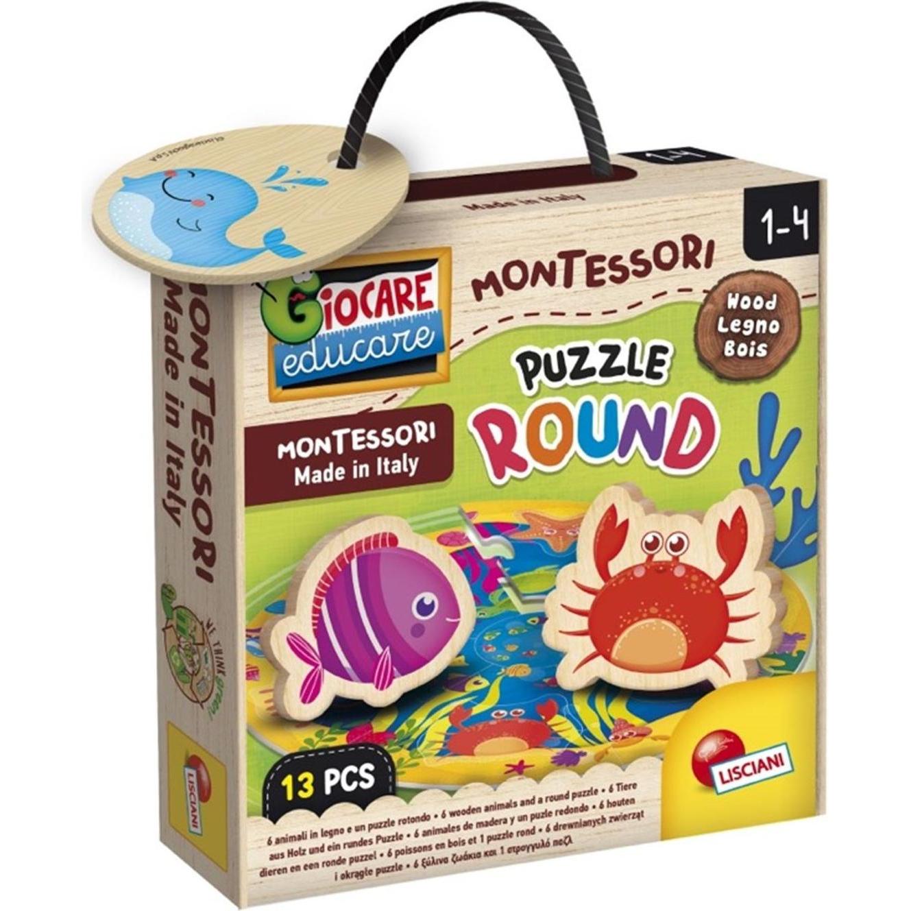 Lisciani 96916 - - MONTESSORI LEGNO PUZZLE ROUND (13 Teile)