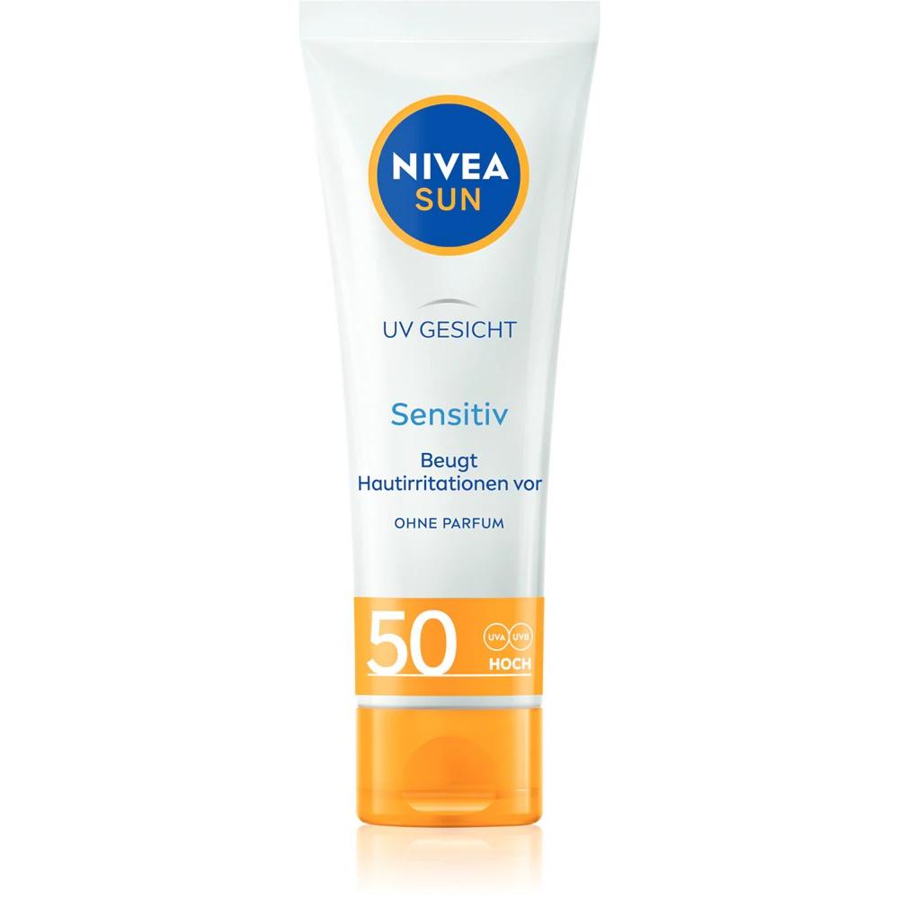 NIVEA, Zonnecrème, Zon, gezichtscrème, verzacht irritaties, SPF 50+, 50 ml (Zonnecrème, SPF 50, 50 ml)