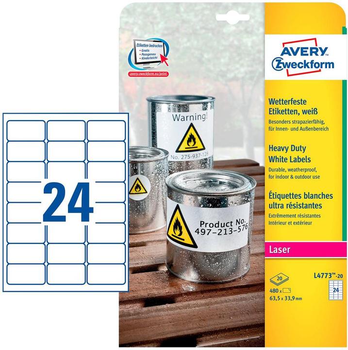 Produktbild Avery Wetterfeste Etiketten