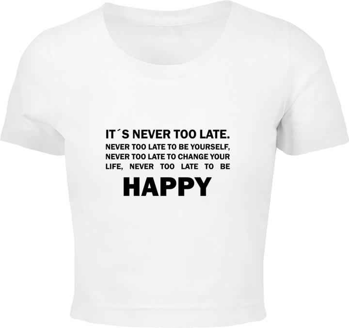 Produktbild Merchcode Ladies Never Too Late Cropped Tee - 189173 (M)