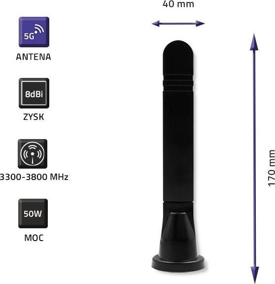 Image du produit Qoltec Antena Antena 5G LTE dookólna DUAL | 8 dBi | wewnętrzna (5G)