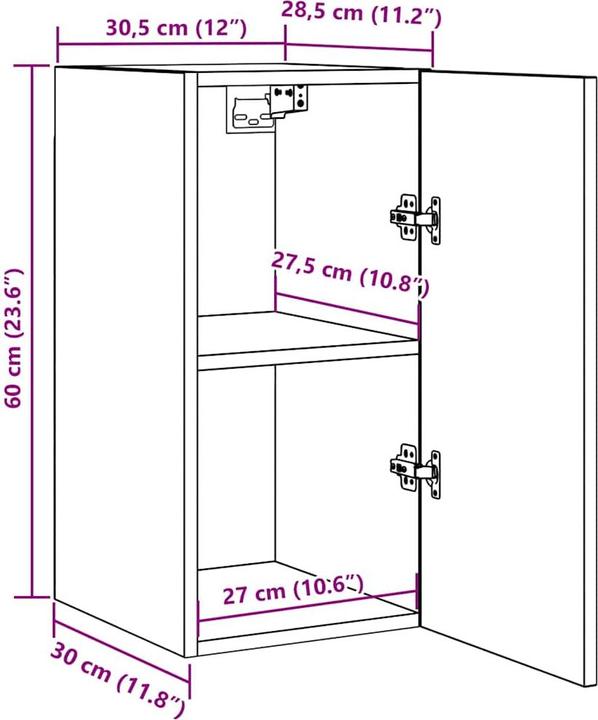 Produktbild vidaXL TV-Schrank (30.50 x 30 x 60 cm)