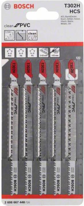 Produktbild Bosch Professional Zubehör PRO Plastics PVC clean T302H Stichsägeblatt, 132 mm, 5-tlg.