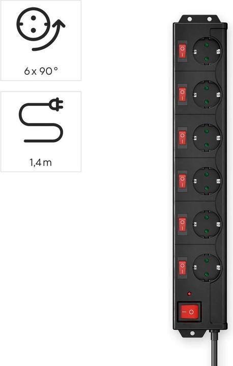 Produktbild Hama Steckdosenleiste (6x, CEE 7/3, 1.40 m)