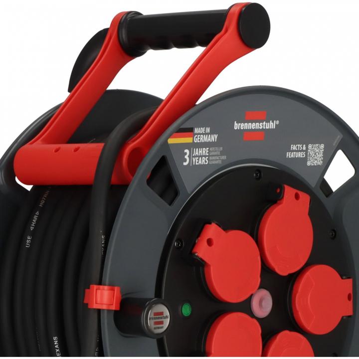 Produktbild Brennenstuhl 9232250100 Kabeltrommel 25 m Schwarz Schutzkontakt-Stecker (25 m, 2.50 mm²)