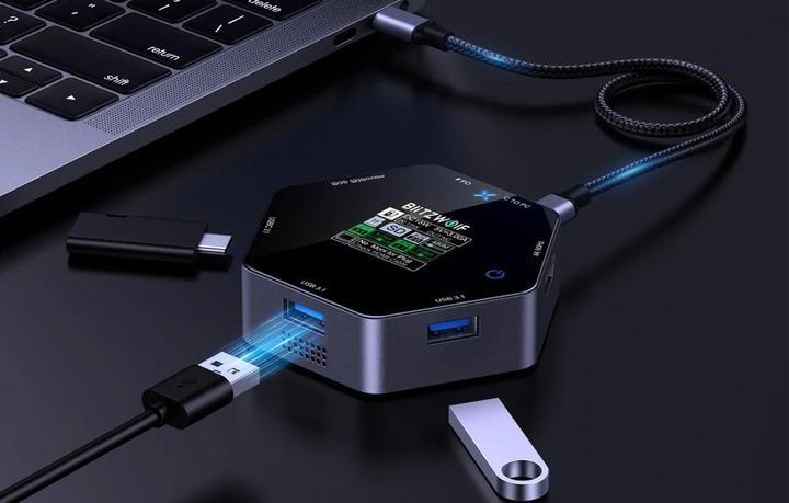Produktbild BlitzWolf 8in1 docking station BW-TH16 USB 100W LCD Smart Display (USB-C, 8 Ports)