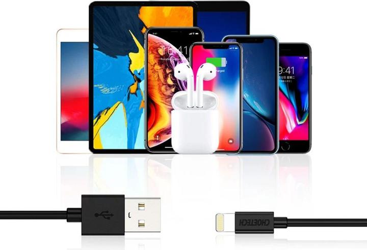 Actual product image Choetech MFI USB - lightning charging data cable 1.2 m white (IP0026 white) (1.20 m, USB 2.0, 20 W)