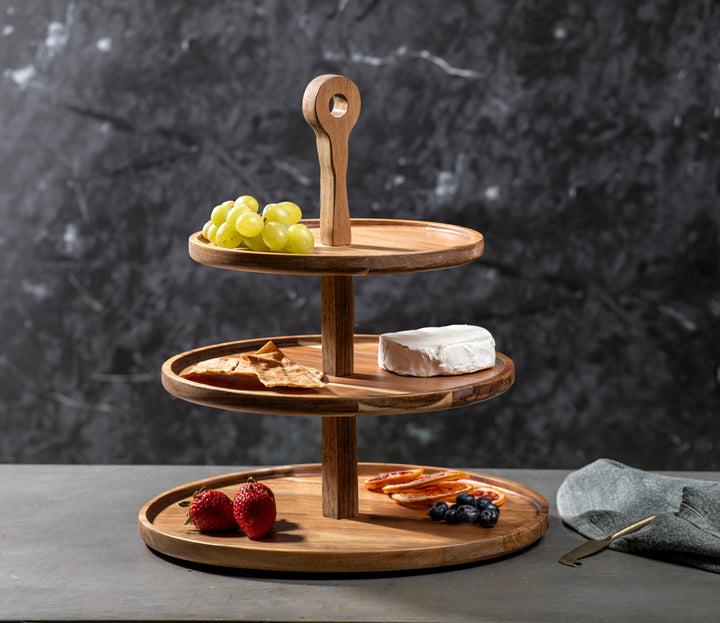 Actual product image Ladelle Gather Round acacia 2-storey serving tower