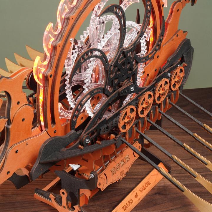 Actual product image Rokr Viking Dragon Ship - 3D wooden construction kit