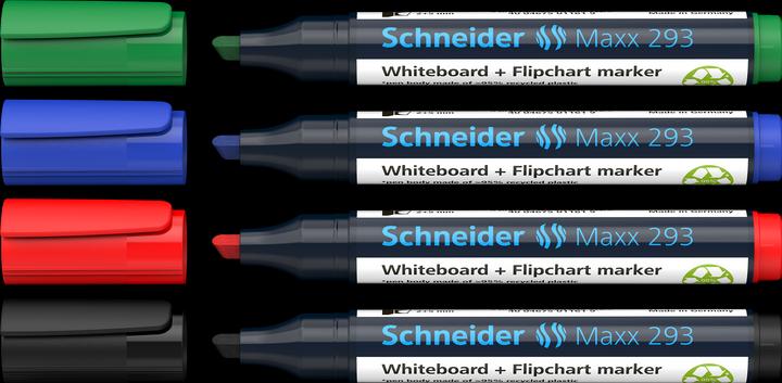 Produktbild Schneider 4 Maxx 293 Whiteboard- und Flipchart-Marker farbsortiert 2.0 (Rot, Blau, Schwarz, Grün, 2 mm, 1 x)