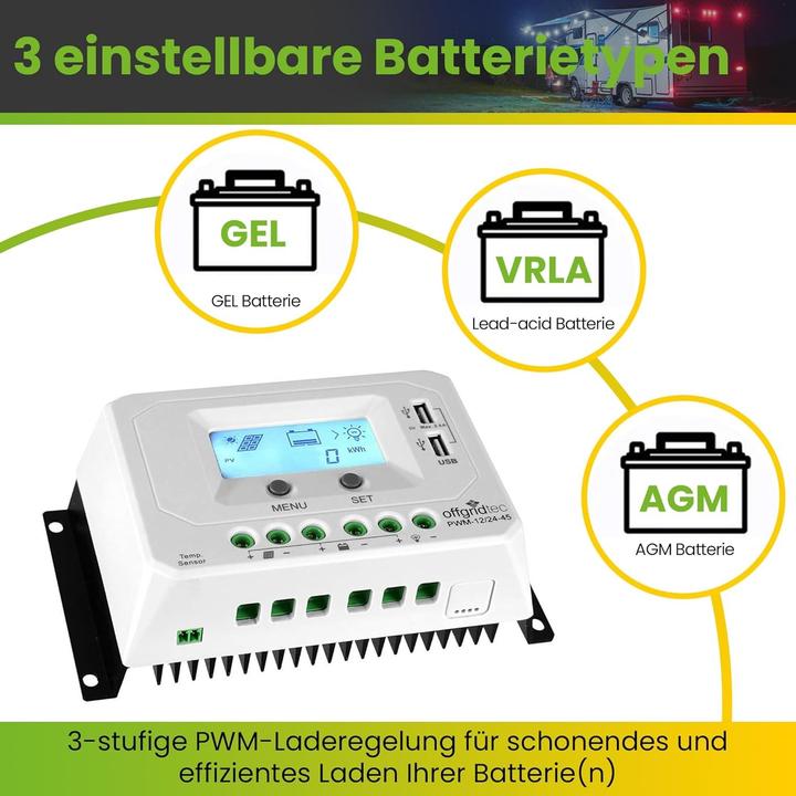 Produktbild Offgridtec PWM Pro Laderegler 12V/24V 45A USB