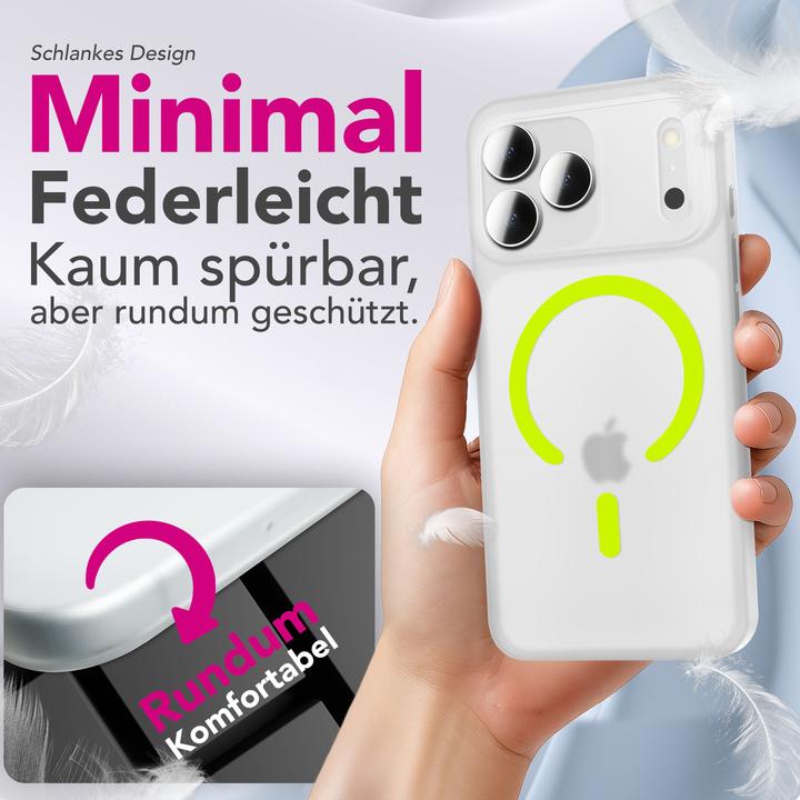 Image du produit Nalia MagSafe Cover "Thinix Glow" - 0,3mm Extrem Dünn, Leuchtender Magnet Ring - Ultra-Slim Hard Case (Apple iPhone 17 Pro Max)