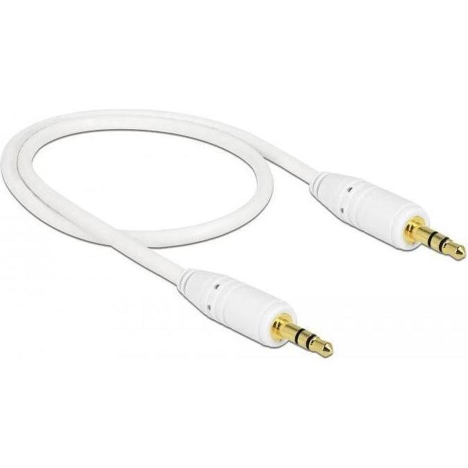 Delock Cavo jack 3,5 mm 3 pin maschio > maschio 0,5 m bianco (0.50 m), Cavo audio