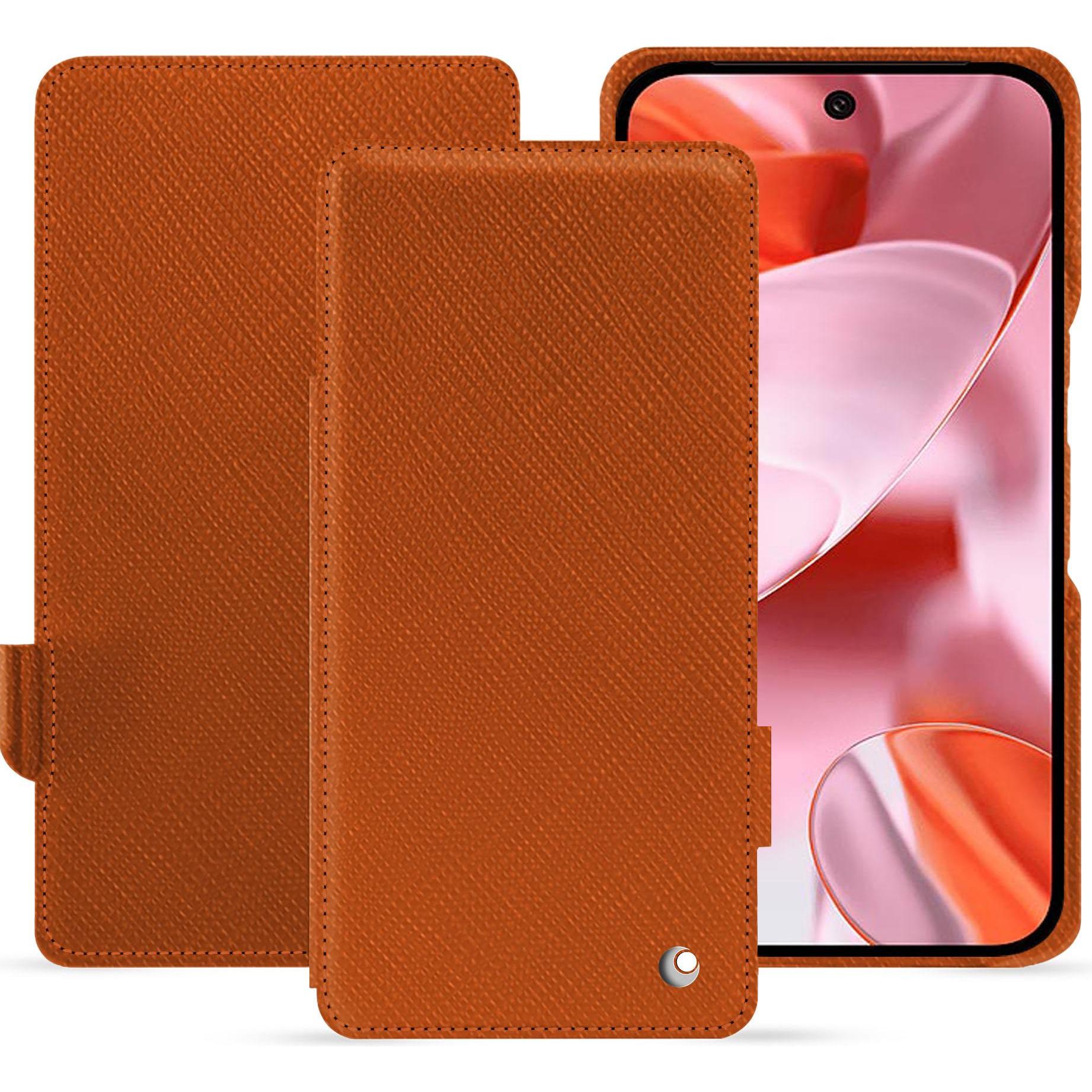 Noreve Lederschutzhülle horizontal (Google Pixel 9), Smartphone Hülle, Orange