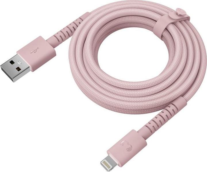 Image du produit Fresh'N Rebel Fresh 'n Rebel USB-A zu Lightning silicone geflochtenes Kabel "FlexWave" 2m, Pastel Pink (2 m, 12 W)