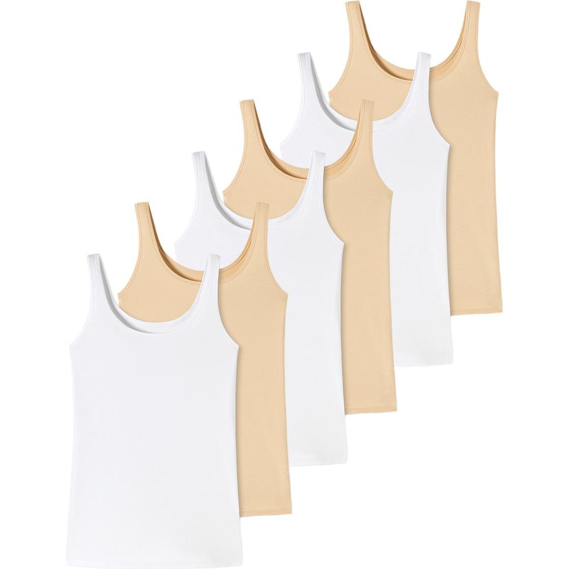 Uncover by Schiesser, Damen, Shirt, 6er Pack Cotton Unterhemd / Top, Mehrfarbig, (M)