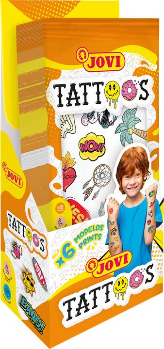 Actual product image Jovi Temporary Tattoos display with 24 units assorted