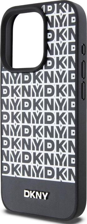 Actual product image DKNY PU Leather Repeat Pattern Bottom Stripe MagSafe Case for iPhone 14 Pro Max Black (Apple iPhone 14 Pro Max)
