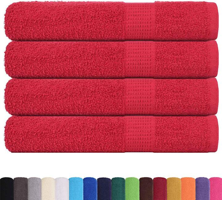 Immagine prodotto vidaXL Asciugamani 4 pezzi. Rosso 100x200 cm 360 g/m² 100% cotone telo mare (100 x 200 cm)