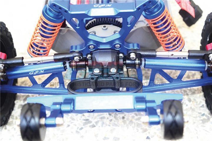 Productafbeelding GPM stalen assen met aluminium aandrijfas achter blauw trx rustler/hoss 4x4