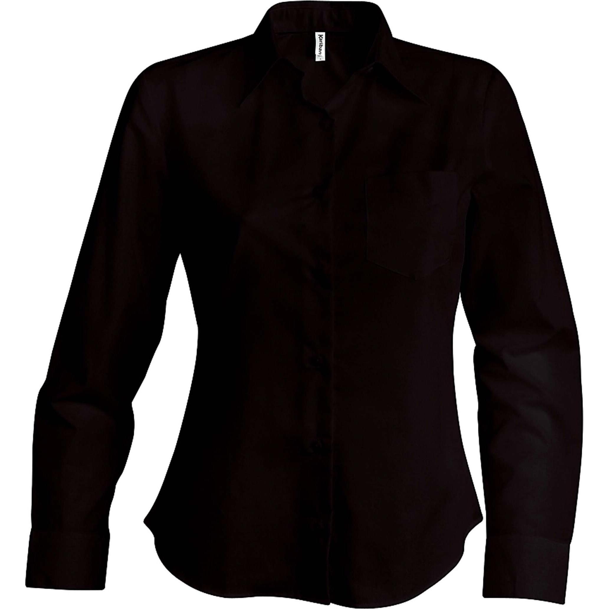 Kariban, Damen, Hemd, Damenbluse mit langen Ärmeln Jesica, Schwarz, (S)