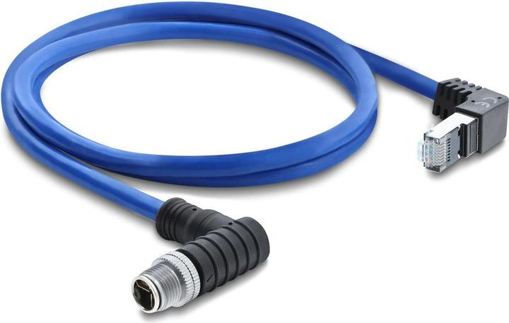 Produktbild Delock M12 Kabel X-kodiert 8 Pin Stecker nach unten gewinkel (S/FTP)