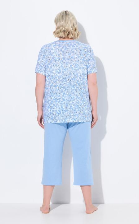 Immagine prodotto Ulla Popken Pigiama con fiori, scollo a V, mezze maniche e tasche (42, 44)