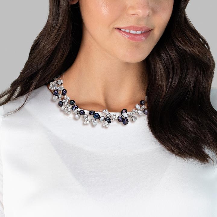 Produktbild Valero Pearls Damen Sterling Silber Süsswasser-Zuchtperle silber 43,0 cm Basiskette + 5,0 cm Verlängerung - 3070 (Sterling Silber, 43 - 48 cm)