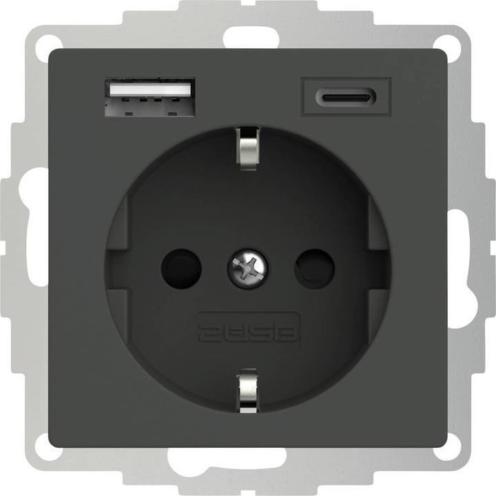 2USB 2U-449542 Protective contact socket outlet with USB charging output, increased contact protection