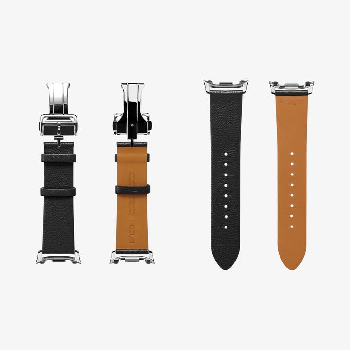 Image du produit Spigen - Enzo - Samsung Galaxy Watch8 40mm/Watch8 44mm/Watch8 Classic, Genuine Goat Leather - Black (20 mm, 22 mm, Cuir naturel, Cuir véritable, Cuir véritable)