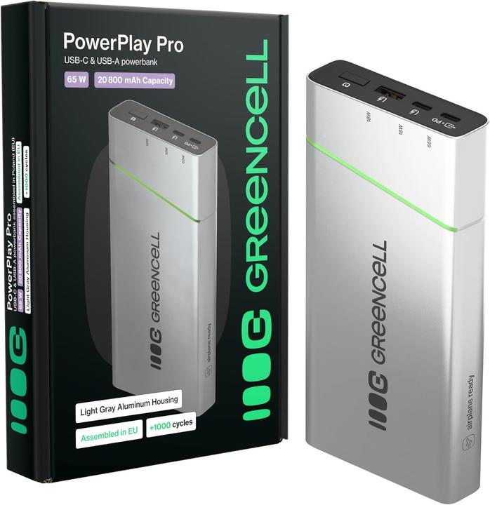 Actual product image GreenCell Power bank Green cell Enerģijas krātuve Green cell PowerPlayPro 20800mAh 65W (20800 mAh, 65 W)