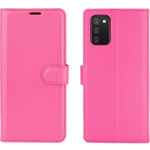 MU Classic Litchi Leder Bookcover Series (Samsung Galaxy A02s), Smartphone Hülle, Rosa