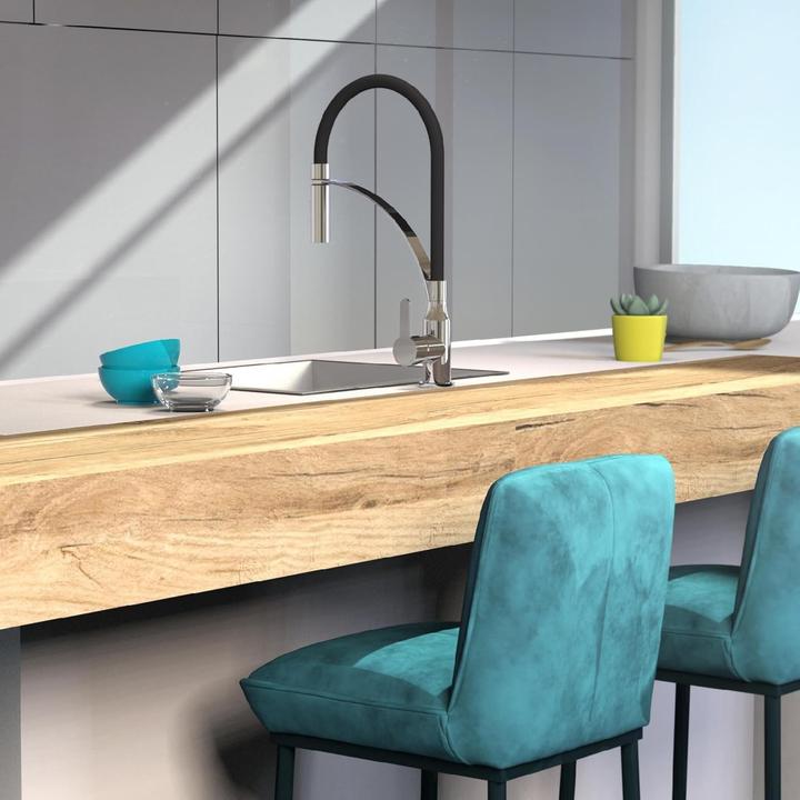 Produktbild Eisl Wasserhahn Küche CARNEO Spültischarmatur Chrom Schwarz Brause Ausziehbar Schwenkbar NI183CARCRB
