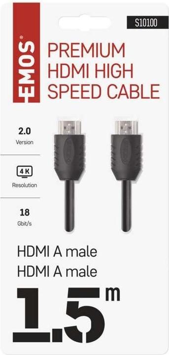Productafbeelding Emos Hoge snelheid HDMI kabel 2.0 A male - A male 1,5m (1.50 m, HDMI, 2.0)