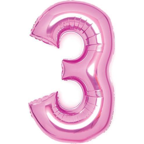 Amscan Folienballon pink, 66cm, Nummer 3