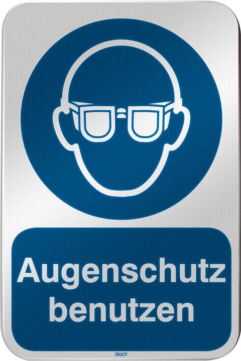 Actual product image Brady M/M004/DE287/RLFBD-400X600-1, ISO safety sign - Use eye protection, aluminium laminate