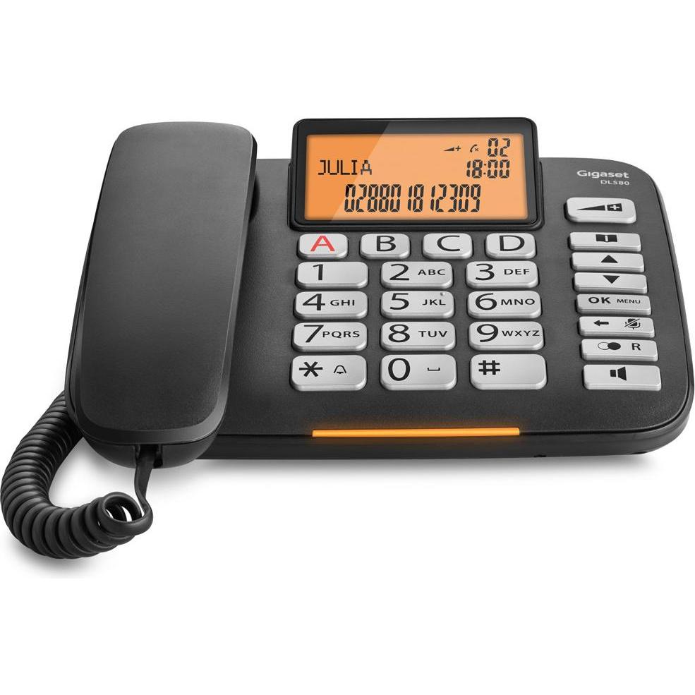 Gigaset DL580 Telefon Analoges Telefon Anrufer-Identifikation, Telefon, Schwarz