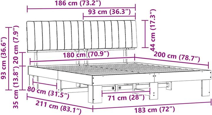 Image du produit vidaXL Bettrahmen (180 x 200 cm)