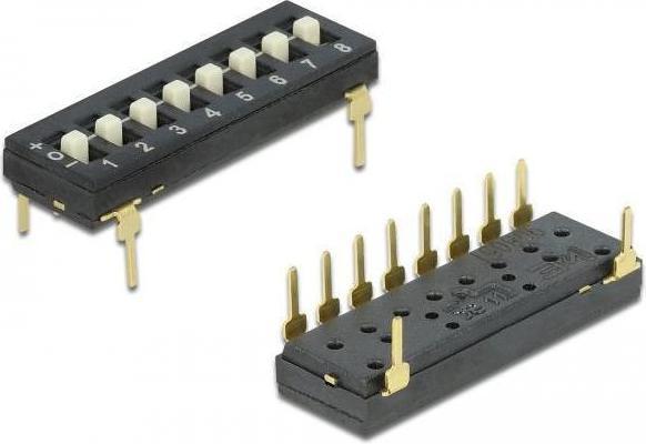 Image du produit Delock Commutateur DIP Tri-State 8 positions 2,54mm grille THT verticale noir 2 pièces