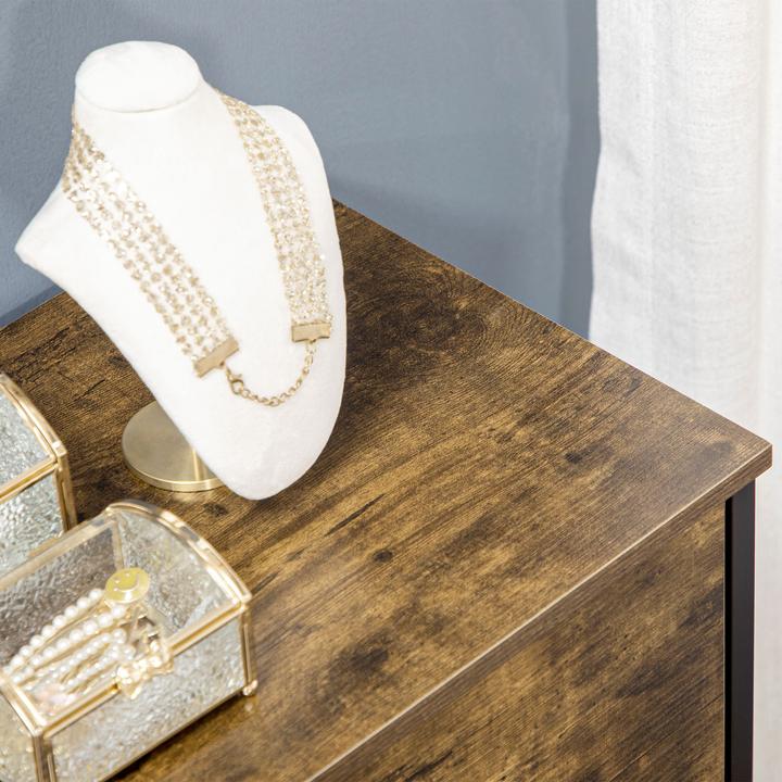 Produktbild Homcom Kommode Polyester, Stahl Rustikal-Braun (30 x 30 x 92 cm)