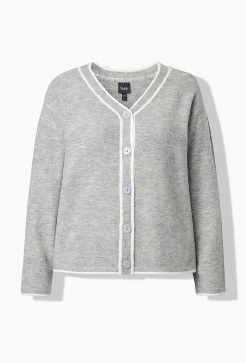 Produktbild Ulla Popken Strickjacke, Kontrastnaht, V-Ausschnitt, Langarm (58)