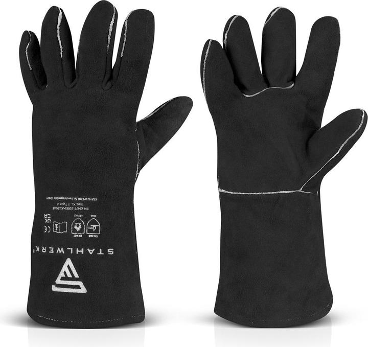 Stahlwerk Schweisserschutzhandschuhe 2er Set Schweisserhandschuhe Hitzeschutzhandschuhe (One Size)