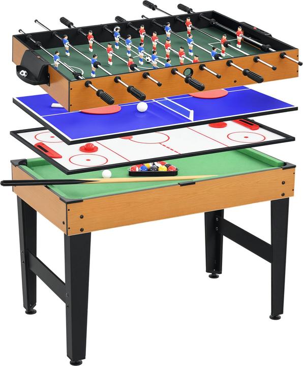 Homcom Multigame Spieltisch MDF, Stahl Naturholz+Schwarz