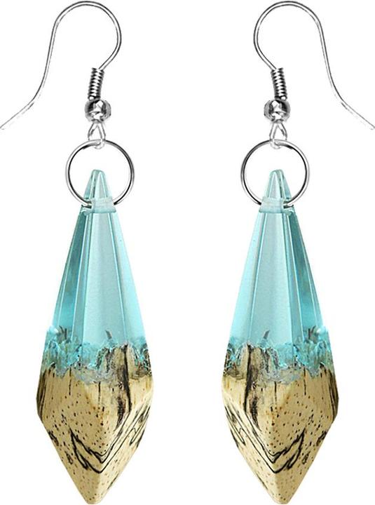 Immagine prodotto Star Piercing Ohrring Diamant Epoxy aqua aus Tamarind Holz (senza ottone, Organico, Acciaio chirurgico 316L)