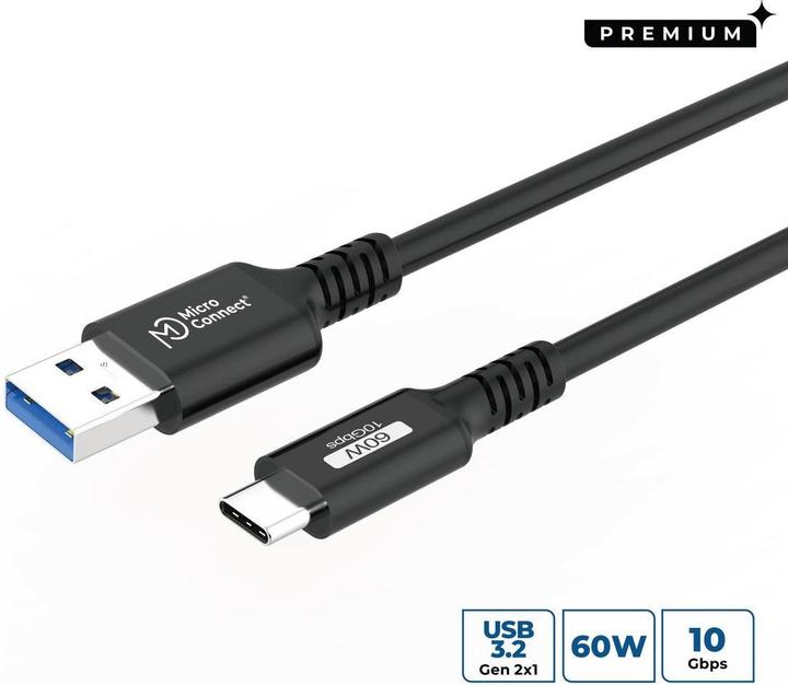 Produktbild MicroConnect USB C — USB A (2 m, USB 3.1, 60 W)