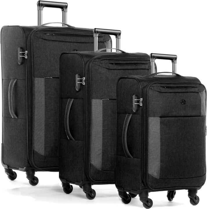 Produktbild Fergé Kofferset Weichschale 3-teilig Schwarz Dunkelgrau (110 l, M (50 - 90l), L (90 - 115l), XL (ab 115l))
