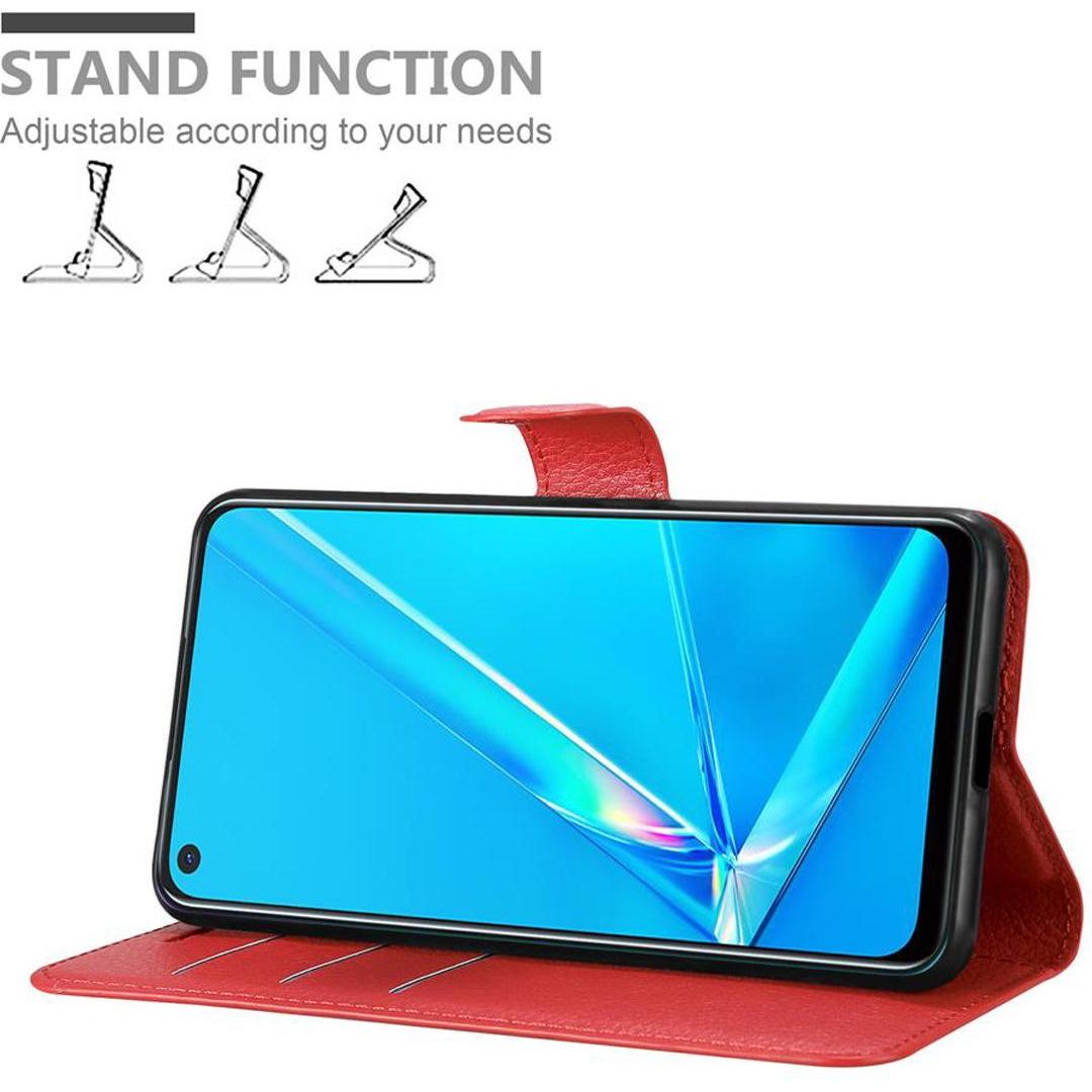 Thumbnail - Cadorabo Book mit Standfunktion Cover (Oppo A92), Smartphone Hülle, Rot