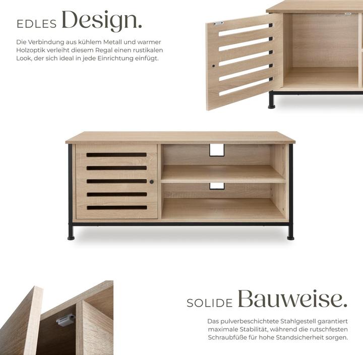 Actual product image tectake TV cabinet Galway | W110 x D41.5 x H50.5 cm with 3 sections (41.50 x 110 x 50.50 cm)