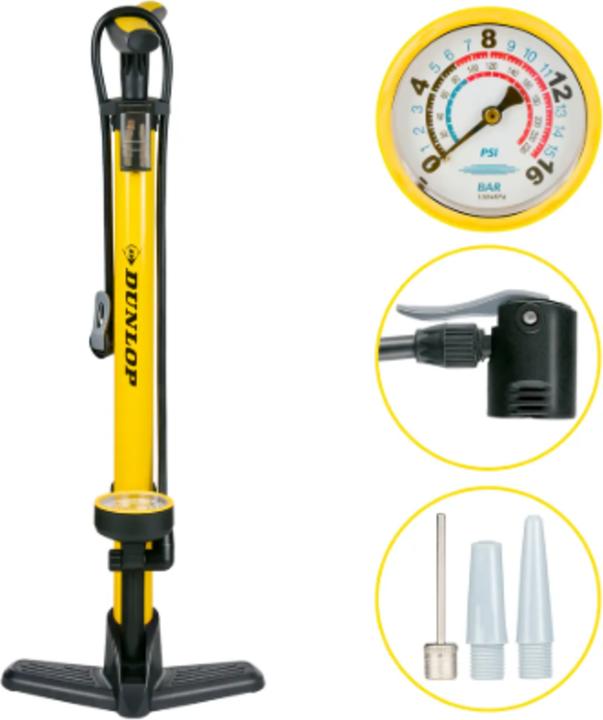 Actual product image Dunlop Bicycle floor pump 3as